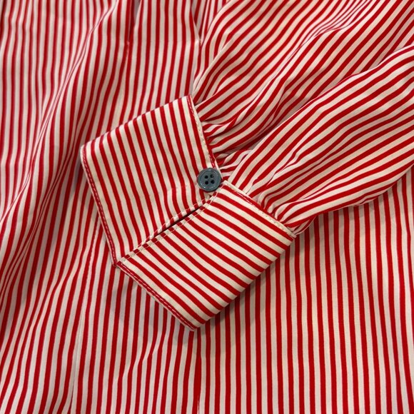 Evan-Picone Petites Vintage Red & White Striped Button-Up Long Sleeve Shirt Size - Picture 13 of 14